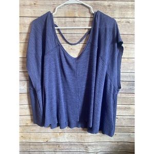 Free People Purple Ribbed Slouchy Tee Size Medium